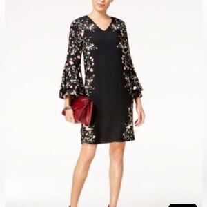 Alfani black with flower print dress size‎